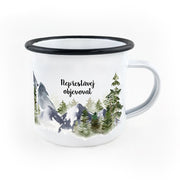 Smaltovaný hrnek Nepřestávej objevovat